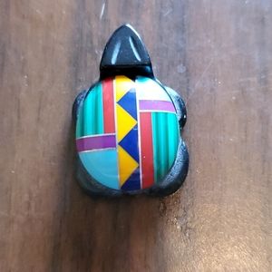 Turtle with stone inlay. Handmade art